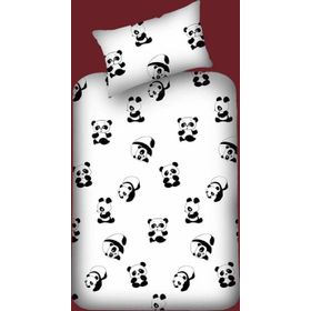 Eponj Home Pes Lastikli Tek Kişilik B&W Panda Çarşaf Seti