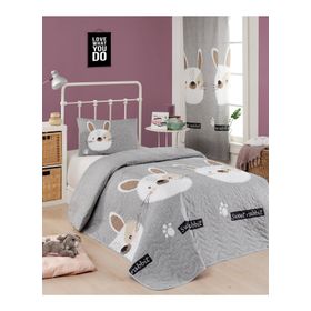 Eponj Home Tavşancık A.Kahve-Gri-Pembe Tek Kişilik Yatak Örtüsü