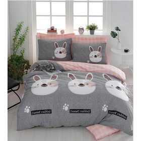 Eponj Home Tavşancık Açık Kahve Gri Pembe Çift Kişilik Nevresim Takımı