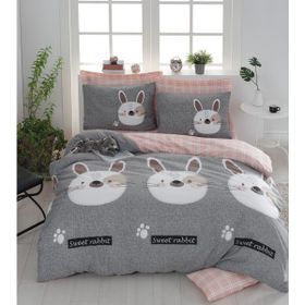 Eponj Home Tavşancık Açık Kahve Gri Pembe Çift Kişilik Nevresim Takımı