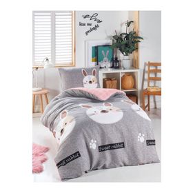 Eponj Home Tavşancık Açık Kahve Gri Pembe Junior Tek Kişilik Nevresim Seti