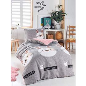 Eponj Home Tavşancık Açık Kahve Gri Pembe Junior Tek Kişilik Nevresim Seti