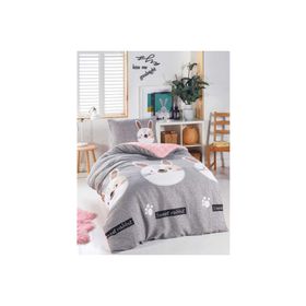 Eponj Home Tavşancık Açık Kahve Gri Pembe Junior Tek Kişilik Nevresim Seti