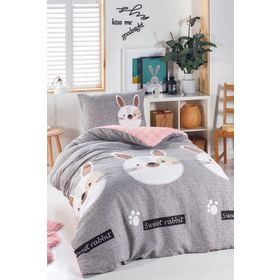 Eponj Home Tavşancık Açık Kahve Gri Pembe Junior Tek Kişilik Nevresim Seti