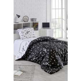 Eponj Home Tek Kişilik B&W Melodiy Kolay Ütülenir Nevresim Takımı