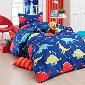 Eponj Home Tek Kişilik Dinazorus Mavi Kolay Ütülenir Nevresim Takımı
