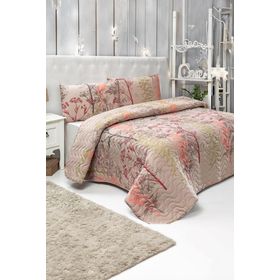 Eponj Home Urla Kapitone Çift Kişilik Bej Yatak Örtüsü Takımı