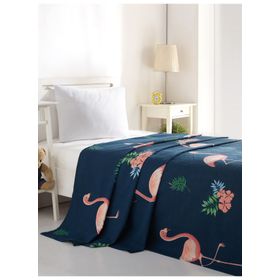 Eponj Home Yalçın Kuşlar Baskılı Mavi Doğal Tek Kişilik Pike