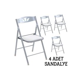 Eportatif 1055 Beyaz Renk 4 Adet Katlanır Mutfak Sandalyesi
