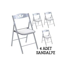 Eportatif 1055 Beyaz Renk 4 Adet Katlanır Mutfak Sandalyesi