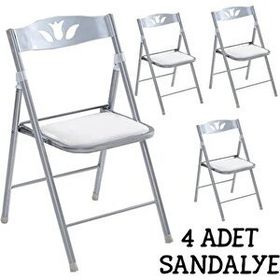 Eportatif 1055 Beyaz Renk 4 Adet Katlanır Mutfak Sandalyesi