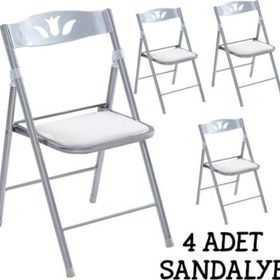 Eportatif 1055 Beyaz Renk 4 Adet Katlanır Mutfak Sandalyesi