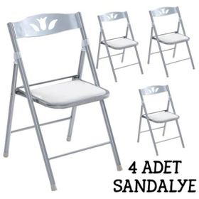 Eportatif 1055 Beyaz Renk 4 Adet Katlanır Mutfak Sandalyesi