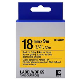 Epson C53S655010 LK-5YBW 18 mm Siyah Sarı Muadil Güçlü Yapışkanlı Etiket Kartuşu