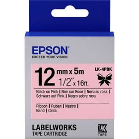 Epson LK-4PBK Pembe Üzerine Siyah Orjinal Etiket
