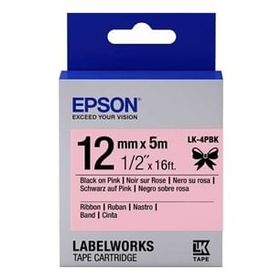 Epson LK-4PBK Pembe Üzerine Siyah Orjinal Etiket