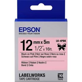 Epson LK-4PBK Pembe Üzerine Siyah Orjinal Etiket