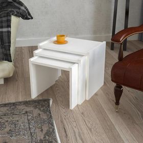 Era Home Beyaz Ahşap Zigon Sehpa Takımı