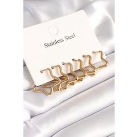 Erb 316L Çelik Gold Renk Yıldız Model Kadın Küpe Seti