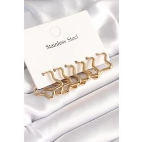Erb 316L Çelik Gold Renk Yıldız Model Kadın Küpe Seti
