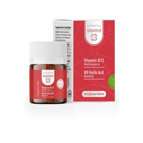 Erbatab Vitamin B12 Folik Asit B9 30 Çiğneme Tableti