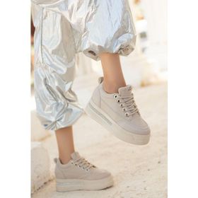 Erbilden 259679 Lulu Bej Cilt Bağcıklı Kadın Spor Ayakkabı