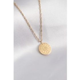 Erbilden ERB 316L Çelik Gold Renk Burçlar İşleme Kadın Kolye