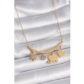 Erbilden ERB 316L Çelik Gold Renk Fil Figür Zirkon Taş Detay Kadın Kolye