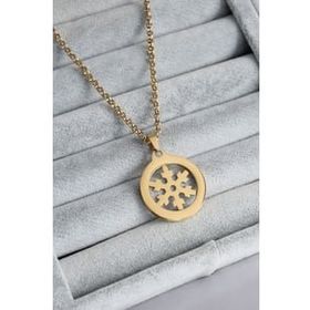 Erbilden ERB 316L Çelik Gold Renk Kar Tanesi Model Zirkon Taşlı Kadın Kolye