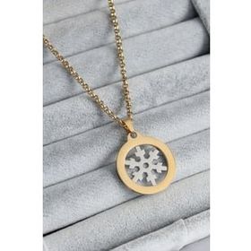 Erbilden ERB 316L Çelik Gold Renk Kar Tanesi Model Zirkon Taşlı Kadın Kolye