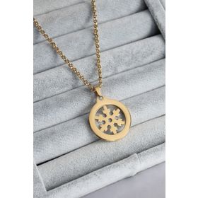 Erbilden ERB 316L Çelik Gold Renk Kar Tanesi Model Zirkon Taşlı Kadın Kolye
