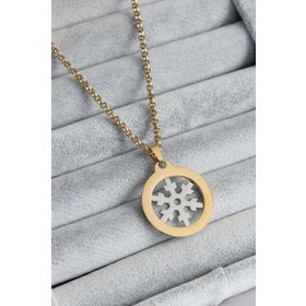 Erbilden ERB 316L Çelik Gold Renk Kar Tanesi Model Zirkon Taşlı Kadın Kolye