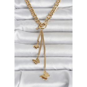 Erbilden ERB 316L Çelik Gold Renk Kelebek Sallantılı Kadın Kolye