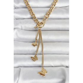 Erbilden ERB 316L Çelik Gold Renk Kelebek Sallantılı Kadın Kolye