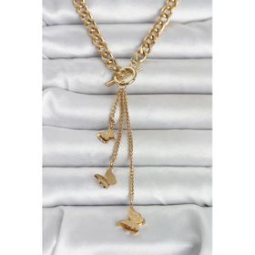 Erbilden ERB 316L Çelik Gold Renk Kelebek Sallantılı Kadın Kolye