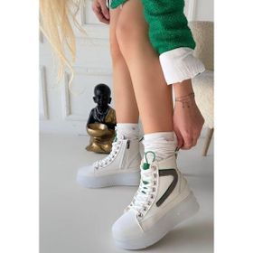 Erbilden Joila Beyaz Cilt Yeşil Detaylı Kadın Bot
