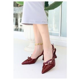Erbilden Liwan Bordo Rugan Topuklu Ayakkabı