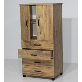Erezoğulları 61x44x128 CM 4 Çekmeceli Raflı Kahverengi Elbise Dolabı