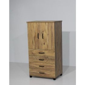 Erezoğulları 61x44x128 CM 4 Çekmeceli Raflı Kahverengi Elbise Dolabı