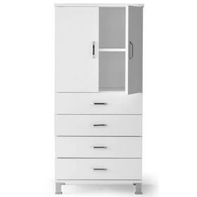 Erezoğulları 61x44x128 cm Beyaz 4 Çekmeceli Raflı Elbise Dolabı