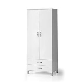 Erezoğulları 79x46x189 cm Beyaz 2 Kapılı 2 Çekmeceli Gardırop