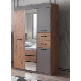 Erezoğulları Aynalı 3 Kapılı 2 Çekmeceli 130X50X210CM Ceviz Gardırop