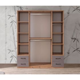 Erezoğulları Aynalı 4 Kapılı 4 Çekmeceli 170X55X210CM Ceviz Gardırop