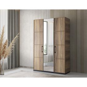 Erezoğulları Beyoğlu Modern 3 Kapaklı Ceviz Çekmeceli Gardrop