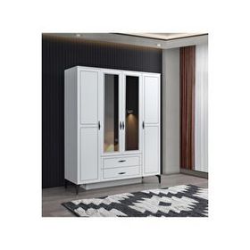 Erezoğulları Çizgi 4 Kapılı 2 Çekmeceli 160x55x200 CM Gardırop