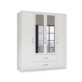 Erezoğulları Çizgi 4 Kapılı 2 Çekmeceli Beyaz Gardırop