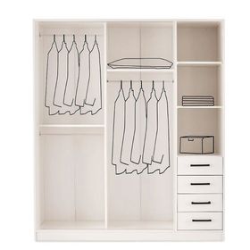 Erezoğulları Damla Beyaz Modern Sürgülü Aynalı 180x60x210 CM Gardrop