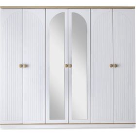 Erezoğulları Dejavu 6 Kapaklı Modern Aynalı Beyaz Gardrop