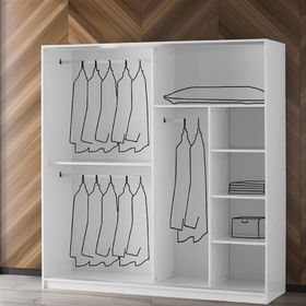 Erezoğulları Ekonomik Sürgülü Geniş Raf Askılı Aynalı 230 CM Gardırop