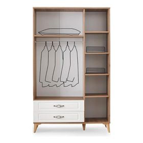 Erezoğulları Irmak 3 Kapılı 2 Çekmeceli 120x48x195 CM Beyaz Gardrop